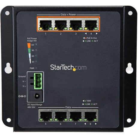 StarTech.com Industrial 8 Port Gigabit PoE Switch, 4 x PoE+ 30W, Power Over Ethernet GbE Layer/L2 Managed Network Switch -40C to +75C, TAA