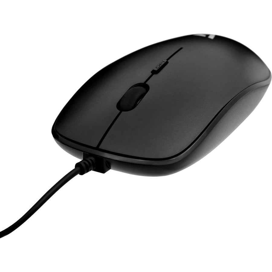 V7 MU200-1E Mouse - USB - Optical - 4 Button(s) - Black