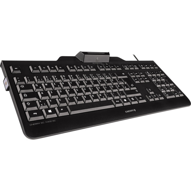 CHERRY KC 1000 SC Keyboard - Cable Connectivity - USB Interface - English (UK) - QWERTY Layout - Black