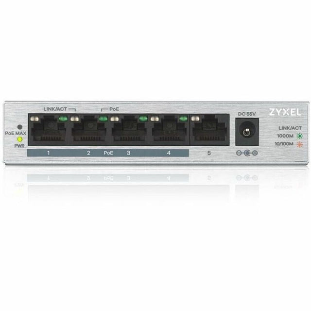 ZYXEL GS1005HP 5 Ports Ethernet Switch - Gigabit Ethernet - 1000Base-T - Silver