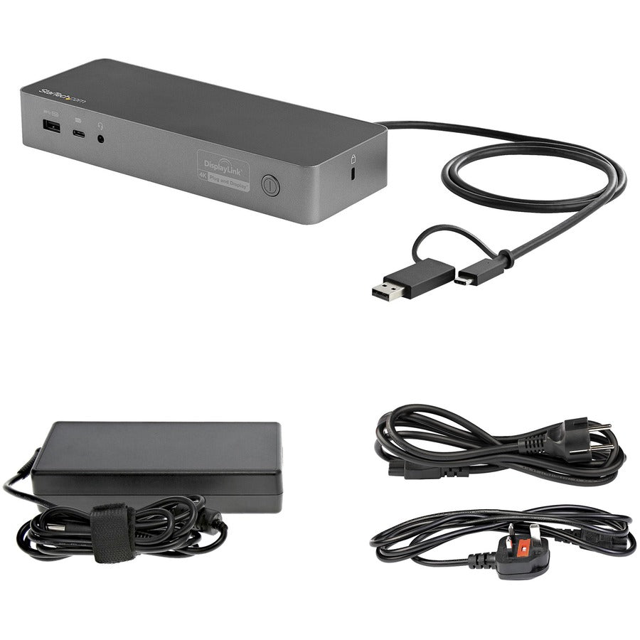 StarTech.com Universal Laptop Docking Station, Hybrid USB-C & USB-A Dock, Dual 4K DP & HDMI, 100W PD, Mac / Windows / Chrome OS, GbE