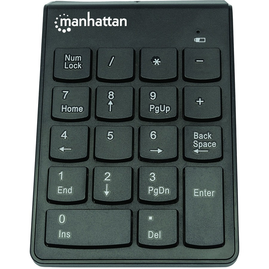 Numeric Keypad, Wireless (2.4GHz), USB-A Micro Receiver, 18 Full Size Keys, Black, Membrane Key Switches, Auto Power Management, Range 10m, AAA Battery (included), Windows and Mac, Three Year Warranty