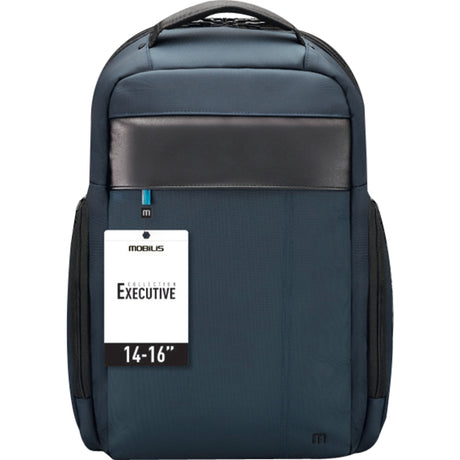 MOBILIS Executive Carrying Case (Backpack) for 35.6 cm (14") to 40.6 cm (16") Notebook, Tablet PC, Cellular Phone, Bottle, Power Bank, Cable, Accessories - Navy Blue, Black