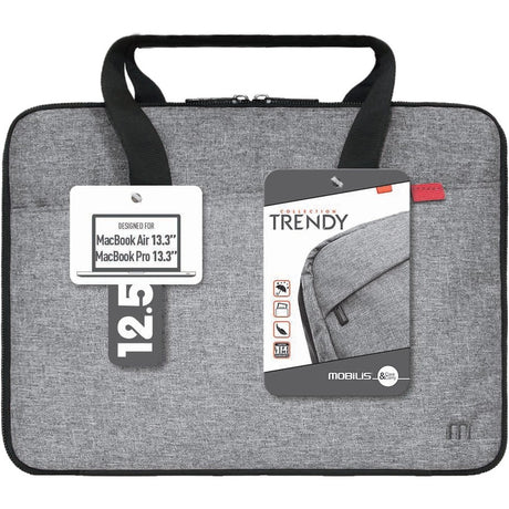 MOBILIS Trendy Carrying Case (Briefcase) for 27.9 cm (11") to 35.6 cm (14") Apple MacBook, MacBook Air, MacBook Pro, Notebook, Netbook, Tablet - Flecked Gray, Black