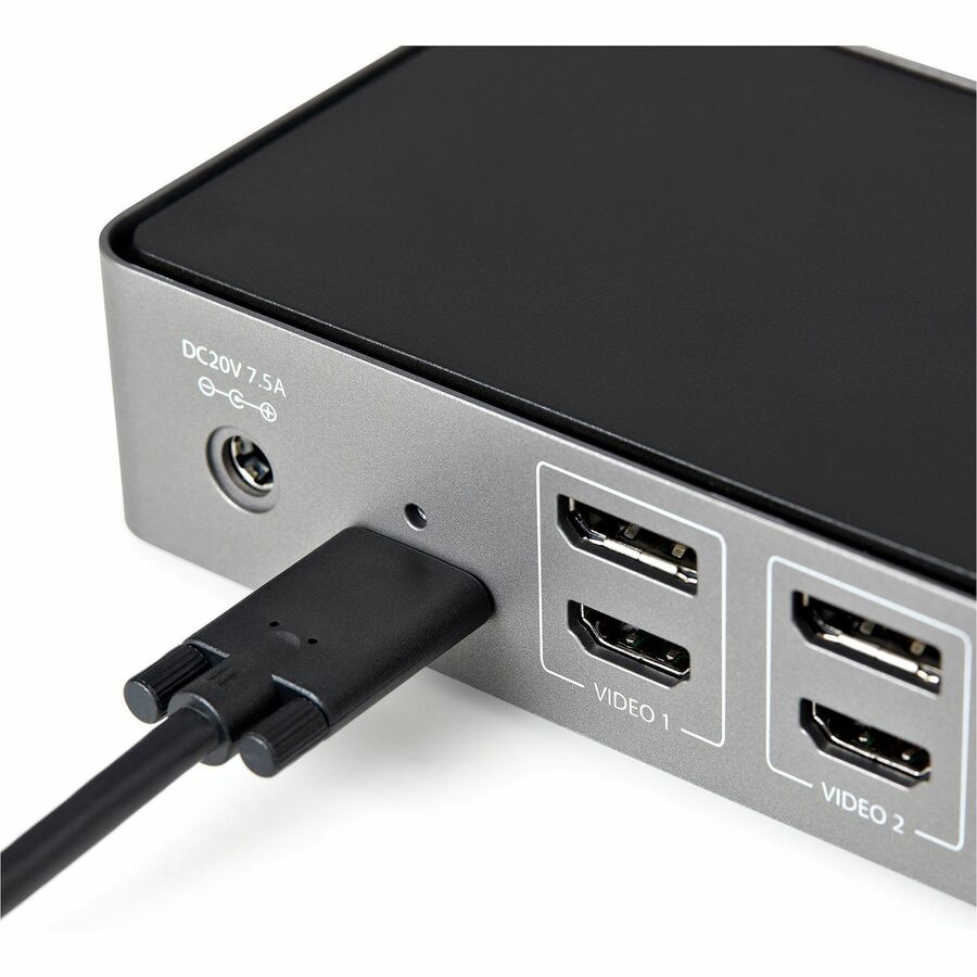 StarTech.com USB-C & USB-A Dock, Hybrid Triple Monitor Laptop Docking Station DisplayPort & HDMI 4K 60Hz/85W PD/6x USB/GbE, TAA