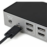 StarTech.com USB-C & USB-A Dock, Hybrid Triple Monitor Laptop Docking Station DisplayPort & HDMI 4K 60Hz/85W PD/6x USB/GbE, TAA