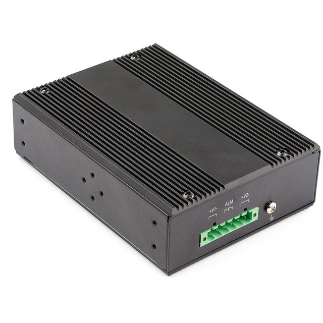 StarTech.com Industrial 5 Port Gigabit Ethernet Switch w/4 PoE RJ45 +2 SFP Slots 30W 802.3at PoE+ 12-48VDC 10/100/1000 Mbps -40C to 75C