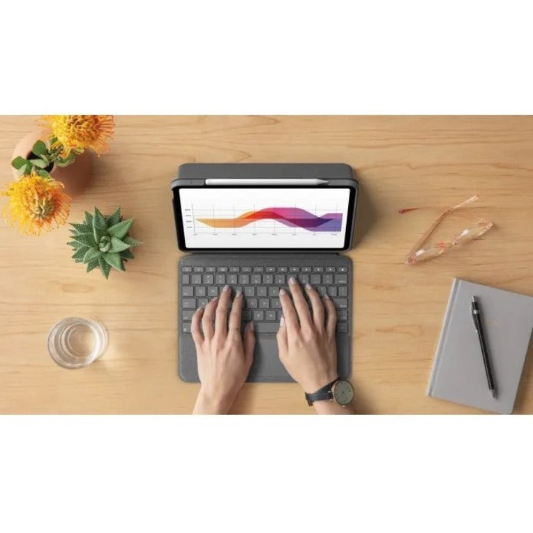 Logitech Folio Touch Keyboard/Cover Case (Folio) Apple, Logitech iPad Air (4th Generation) Tablet - Oxford Gray