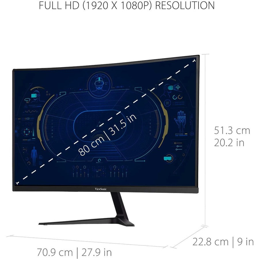 ViewSonic OMNI VX3218-PC-MHD 32" Class Full HD Curved Screen LED Monitor - 16:9 - Black