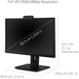 ViewSonic Graphic VG2440V 24" Class Webcam Full HD LED Monitor - 16:9 - Black