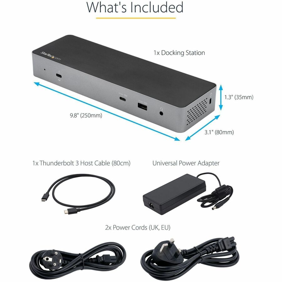 StarTech.com USB C Docking Station for MacBook Pro/Air-M1/M2/M3/M4 (Thunderbolt Compatible) - Dual HDMI/DisplayPort, 96W Power Delivery