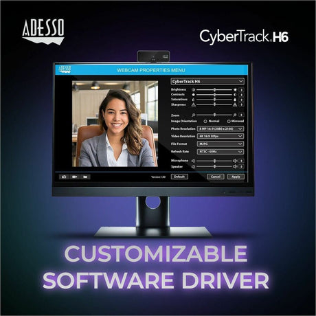 Adesso CyberTrack CyberTrack H6 Webcam - 8 Megapixel - 30 fps - Black - USB 2.0
