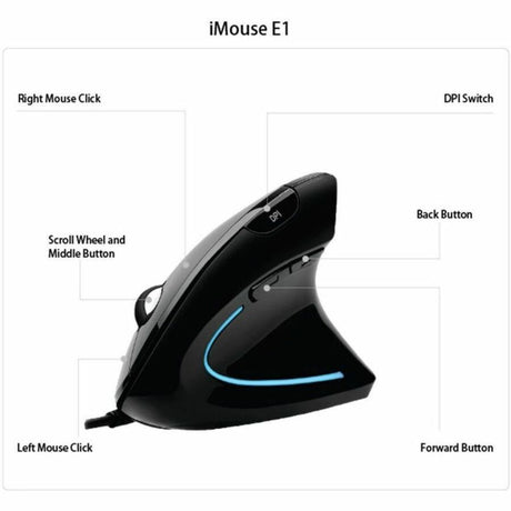 Adesso iMouse E1 Mouse - USB - Optical - 6 Button(s) - Glossy Black