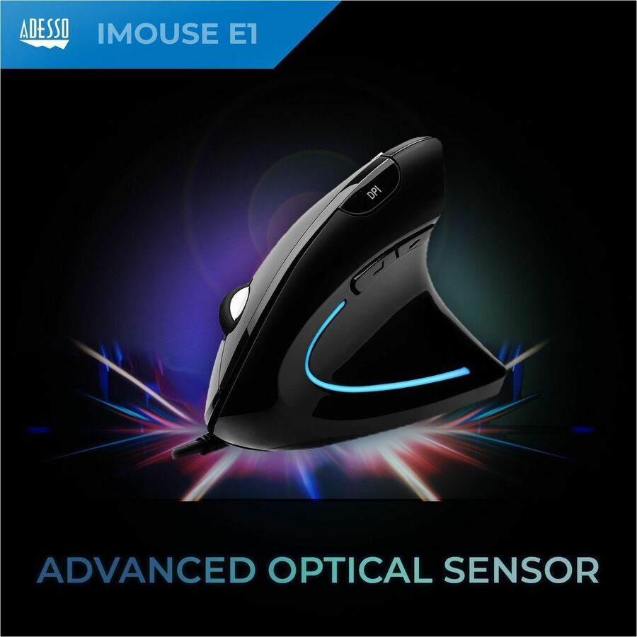 Adesso iMouse E1 Mouse - USB - Optical - 6 Button(s) - Glossy Black