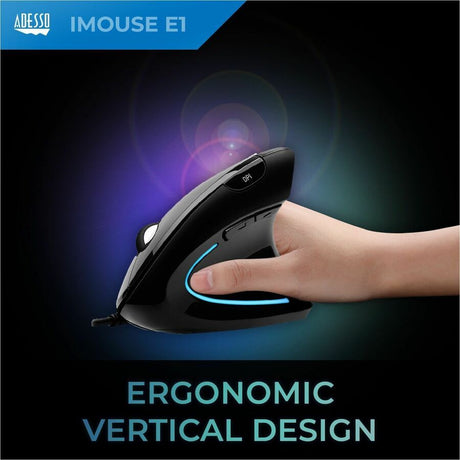 Adesso iMouse E1 Mouse - USB - Optical - 6 Button(s) - Glossy Black