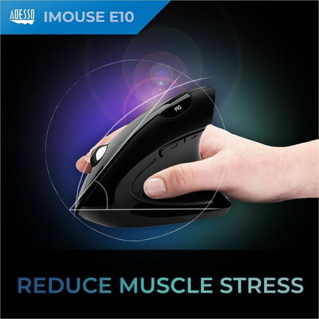 Adesso iMouse E10 Mouse - Radio Frequency - USB - Optical - 6 Button(s) - Black