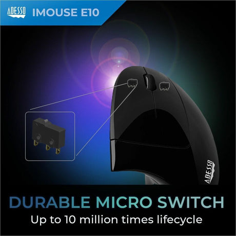 Adesso iMouse E10 Mouse - Radio Frequency - USB - Optical - 6 Button(s) - Black
