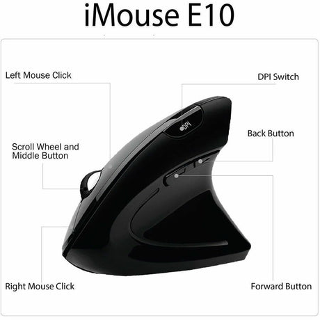 Adesso iMouse E10 Mouse - Radio Frequency - USB - Optical - 6 Button(s) - Black