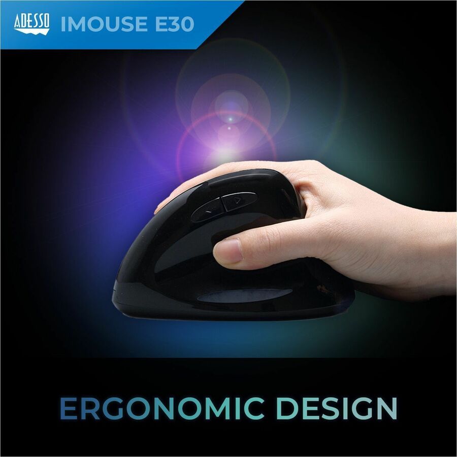 Adesso iMouse E30 Mouse - Radio Frequency - USB - Optical - 6 Button(s) - Black