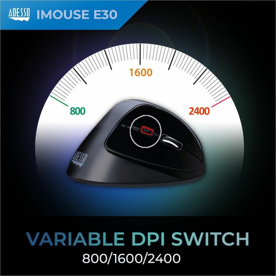 Adesso iMouse E30 Mouse - Radio Frequency - USB - Optical - 6 Button(s) - Black