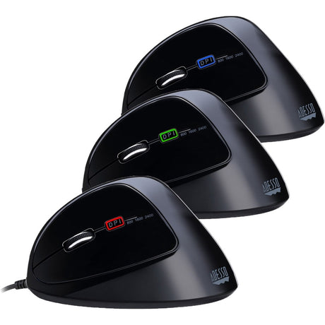 Adesso iMouse E7 Mouse - USB - Optical - 6 Button(s) - Black