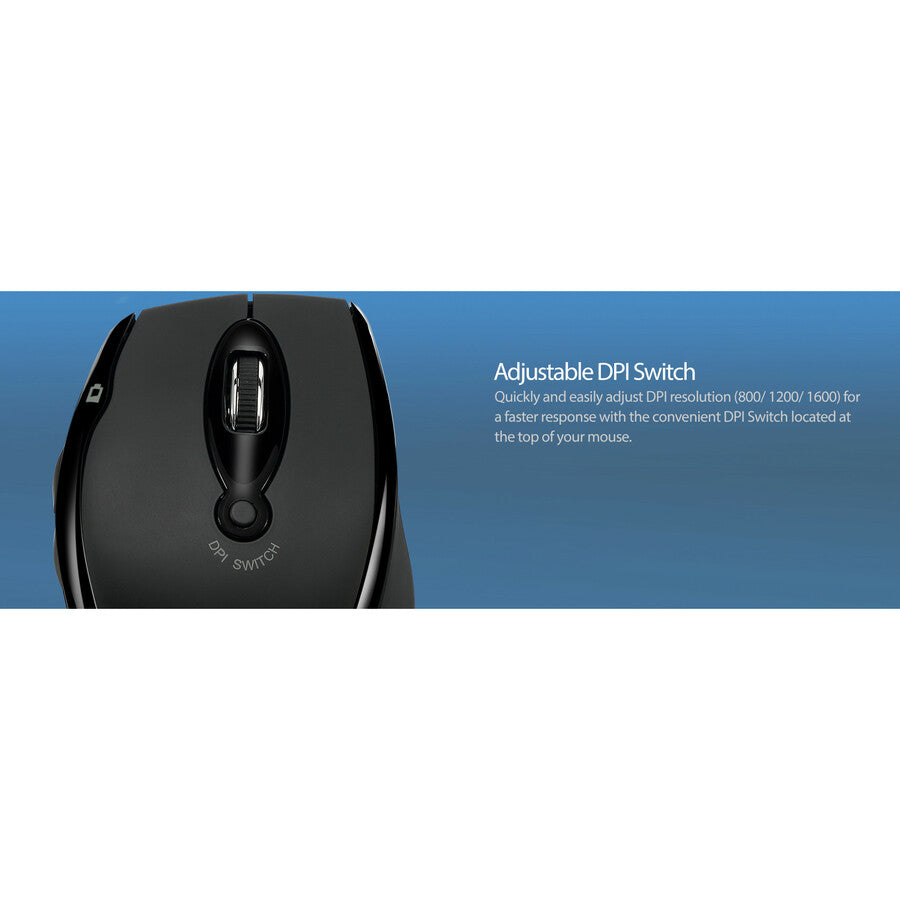 Adesso iMouse M20B Mouse - Radio Frequency - USB - Optical - 6 Button(s) - Black