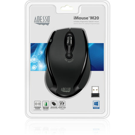 Adesso iMouse M20B Mouse - Radio Frequency - USB - Optical - 6 Button(s) - Black
