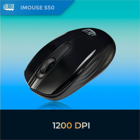 Adesso iMouse S50 Travel Mouse - Radio Frequency - USB - Optical - 3 Button(s) - Black