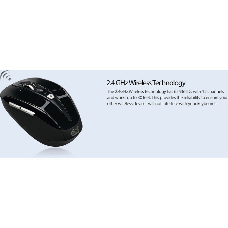 Adesso iMouse S60B Mouse - Radio Frequency - USB - Optical - 6 Button(s) - Black