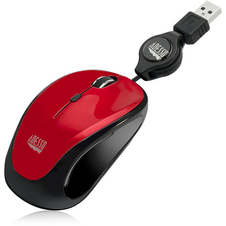 Adesso iMouse S8R Mouse - USB 2.0 - Optical - 3 Button(s) - Red