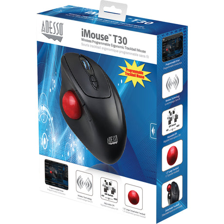 Adesso iMouse T30 Mouse - Radio Frequency - USB - Optical - 7 Button(s) - Black