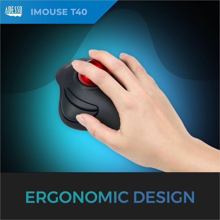 Adesso iMouse T40 Mouse - Radio Frequency - USB - Optical - 7 Button(s) - Black
