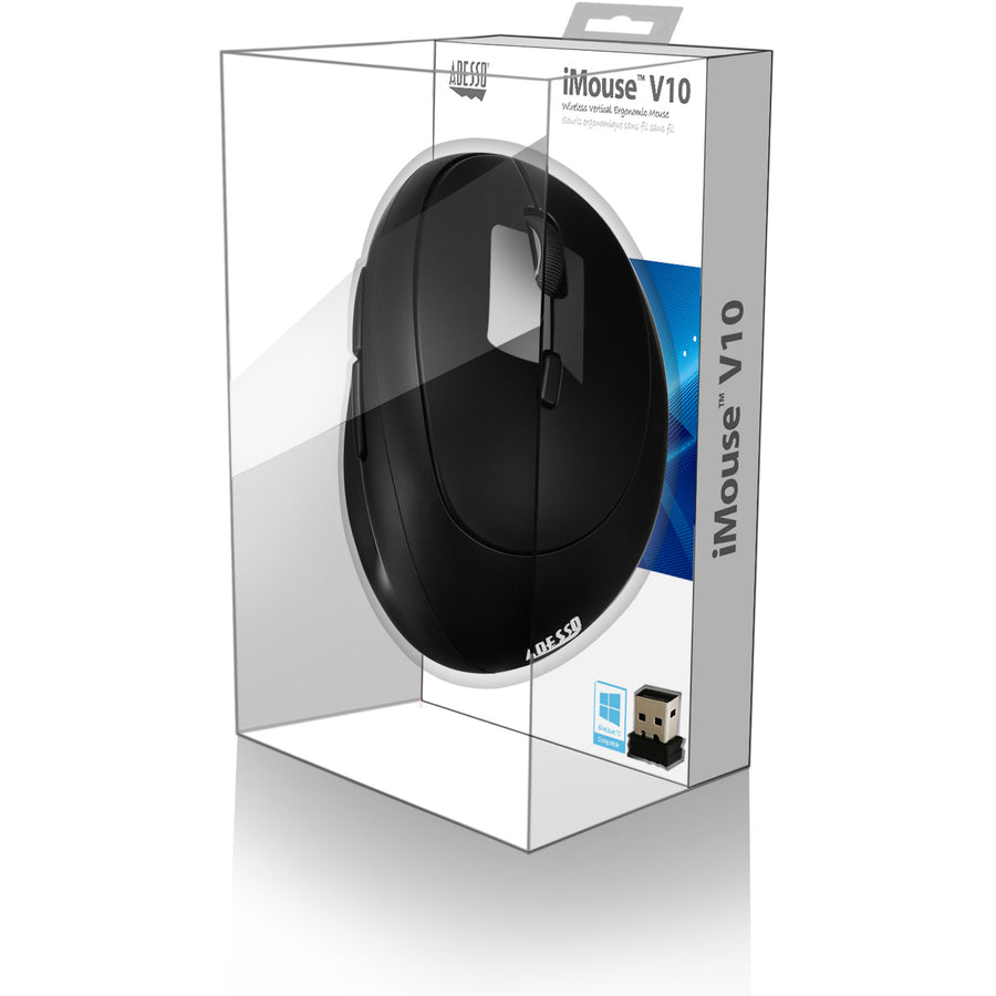 Adesso iMouse V10 Mouse - Radio Frequency - USB - Optical - 6 Button(s) - Black