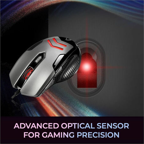 Adesso iMouse X1 Gaming Mouse - USB - Optical - 6 Button(s) - Black, Grey