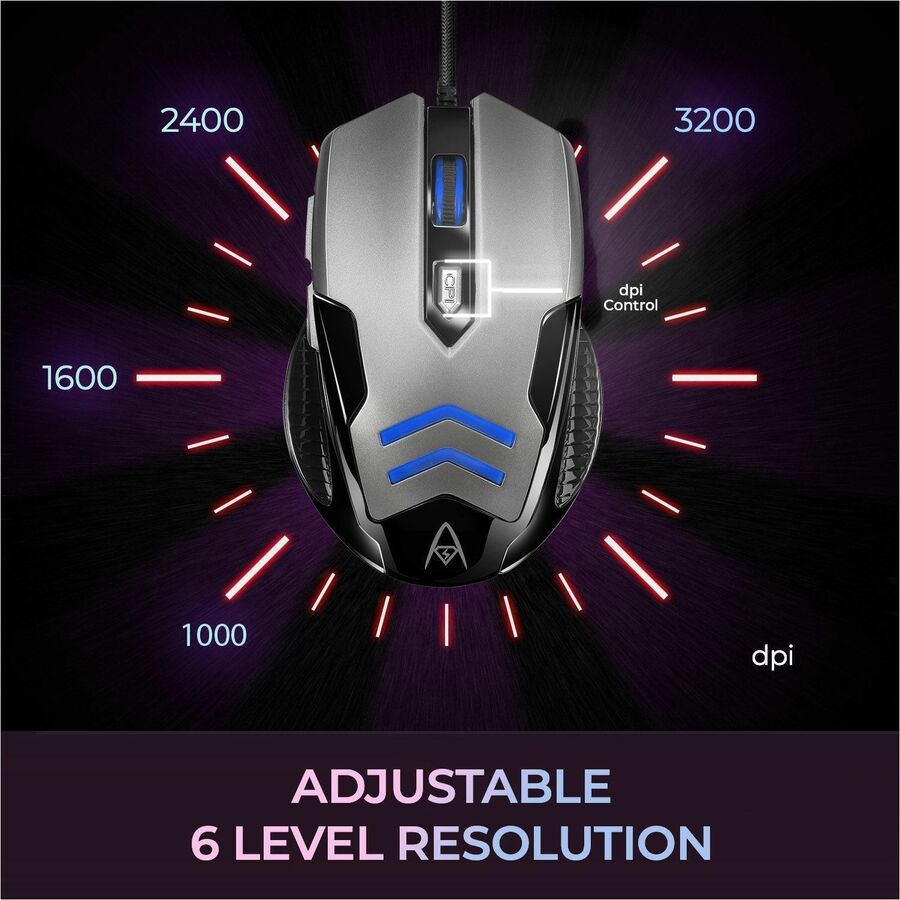 Adesso iMouse X1 Gaming Mouse - USB - Optical - 6 Button(s) - Black, Grey