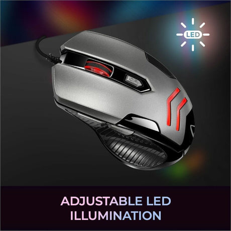 Adesso iMouse X1 Gaming Mouse - USB - Optical - 6 Button(s) - Black, Grey