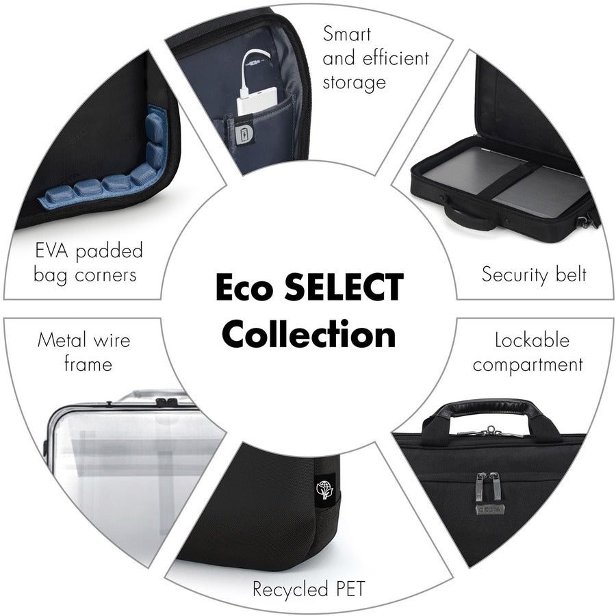 Dicota Eco Top Traveller SELECT Carrying Case for 26.7 cm (10.5") to 39.6 cm (15.6") Notebook, Tablet, Smartphone - Black