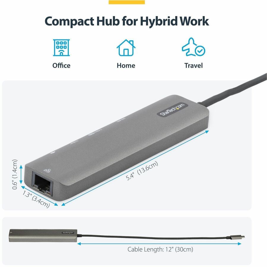 StarTech.com USB-C Multiport Adapter Hub, USB-C to 4K 60Hz HDMI, Gigabit Ethernet and 100W Charging for Macbook Pro / Air and Windows