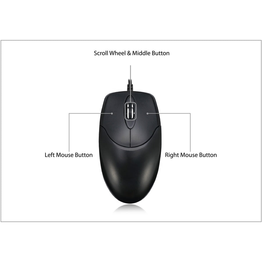 Adesso HC-3003PS Mouse - PS/2 - Optical - 3 Button(s) - Black