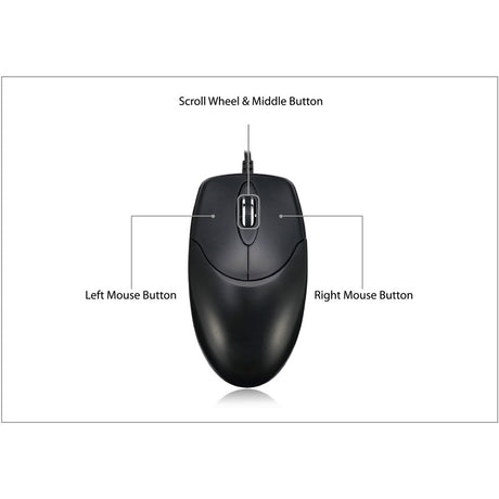 Adesso HC-3003PS Mouse - PS/2 - Optical - 3 Button(s) - Black