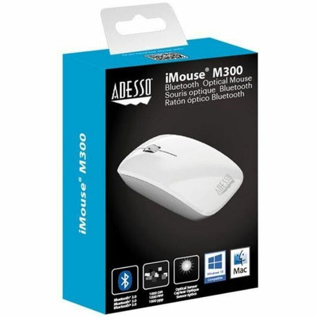 Adesso iMouse M300W Mouse - Bluetooth - USB - Optical - 3 Button(s) - Glossy White