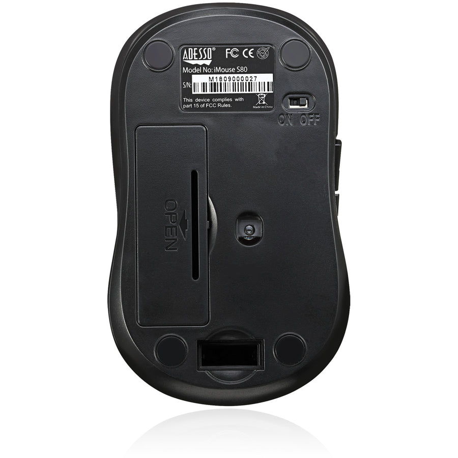 Adesso iMouse S80 Mouse - Radio Frequency - USB - Optical - 6 Button(s) - Black