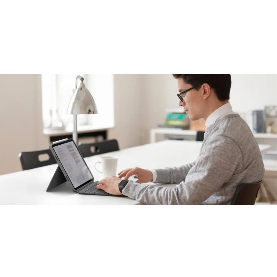 Logitech Combo Touch Keyboard/Cover Case for 32.8 cm (12.9") Apple, Logitech iPad Pro (5th Generation) Tablet - Oxford Gray