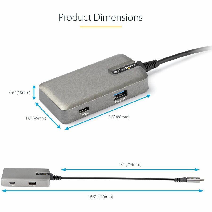 StarTech.com USB C Multiport Adapter, 4K 60Hz HDMI 2.0, 100W PD Pass-through, USB Hub, USB Type-C Mini Docking Station, 10" (25cm) Cable