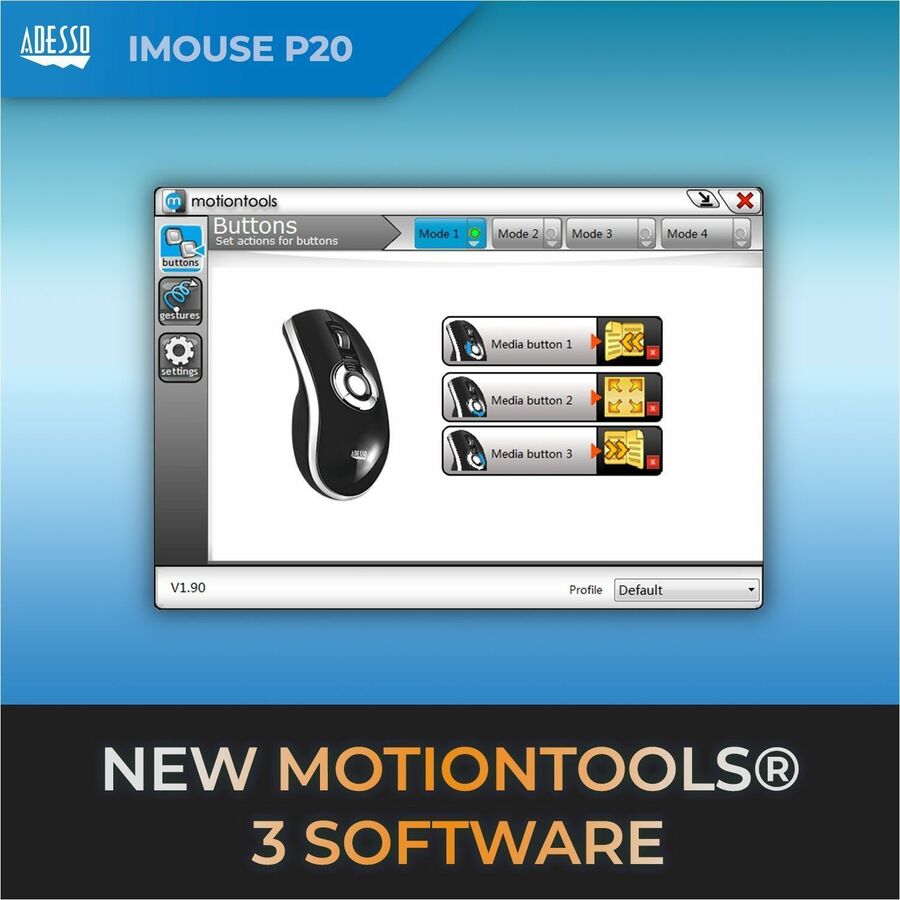 Adesso iMouse P20 Mouse/Presentation Pointer - Radio Frequency - USB