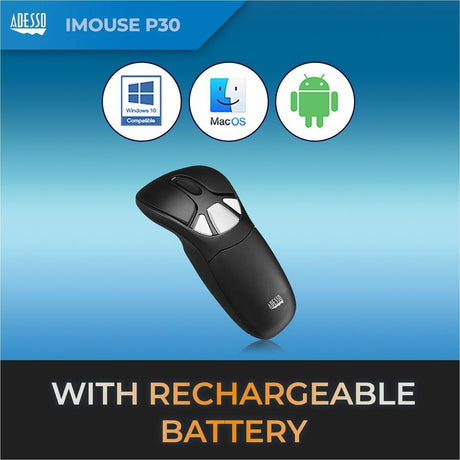 Adesso iMouse P30 Travel Mouse/Presentation Pointer - Radio Frequency - USB - 9 Button(s)