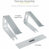 StarTech.com Laptop Stand for Desk, Supports 5kg / 11lb, Aluminum, Silver, Ergonomic Laptop Riser, Portable Laptop Holder for Desk