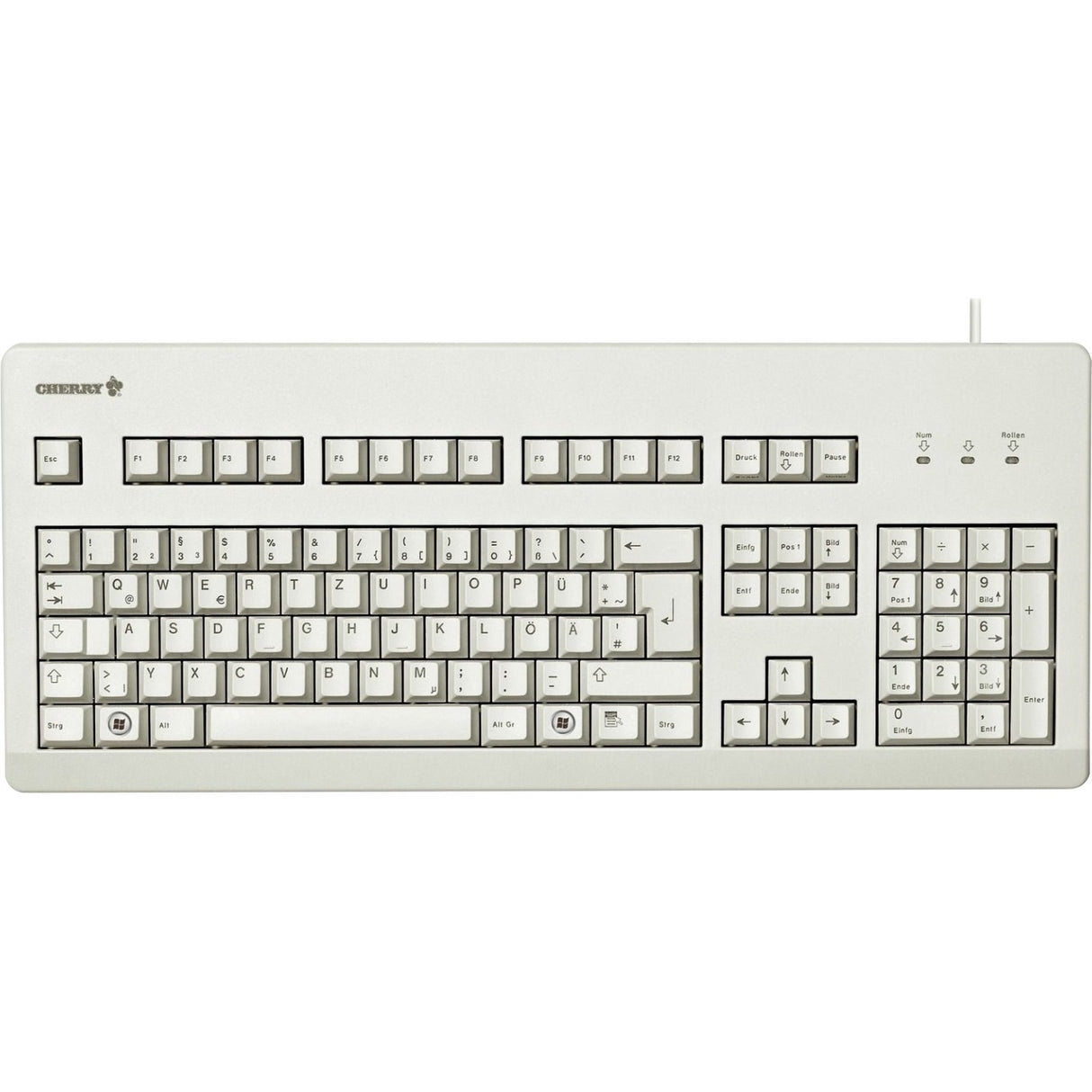 CHERRY G80-3000 Keyboard - Cable Connectivity - USB, PS/2 Interface - English (UK) - Light Grey