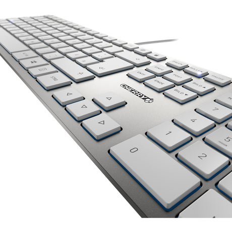 CHERRY KC 6000 SLIM Keyboard - Cable Connectivity - USB Interface - English (UK) - Silver