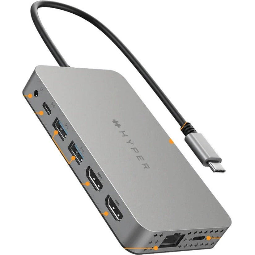 Targus HyperDrive HDM1H-GL Docking Station for Monitor, Notebook, Desktop PC, Headset - Charging Capability - Memory Card Reader - SD - Silver